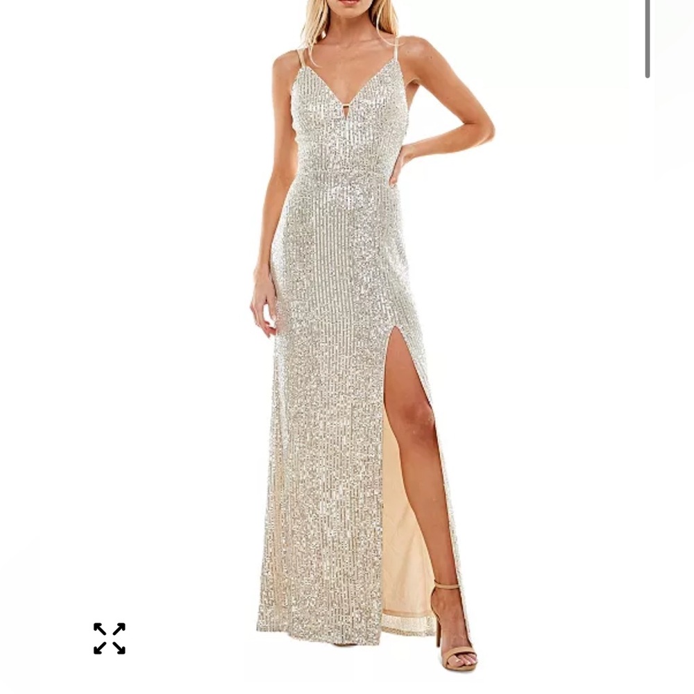 NWT Speechless Glittering Silver Evening Gown